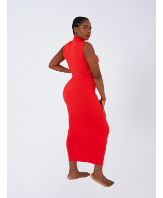 The Red Minimalist Dress - Sculpted Elegance in Motion